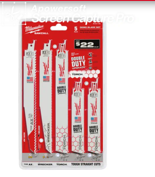 MILWAUKEE SAWZALL 5-PIECE DEMOLITION BLADE SET - 49-22-1105