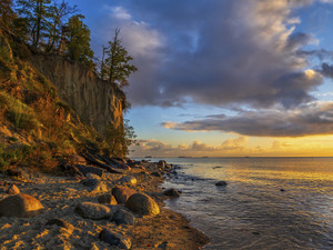 Baltic Sea Coastline At Sunrise In Poland