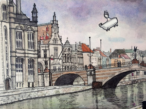 Flying Bathtub Over Ghent
