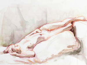 Female Figure Reclining (red/green)