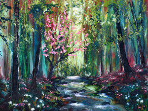 Blossoming Tree by a Brook
