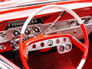 Classic Red Chevy Dashboard