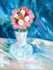 Flowers on a blue