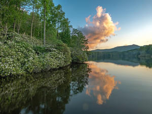Golden Cloud Over Mountain Lake