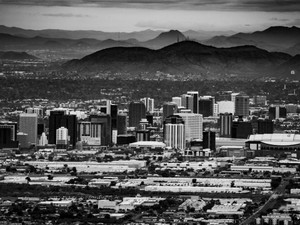 Downtown Phoenix in black and white