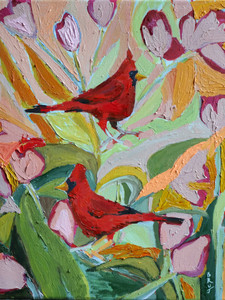 Cardinals + Tulips