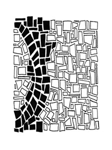 MODERN AZTEC 1 (OF 2) BLACK ON WHITE AIRY TRIBAL ABSTRACT SHAPES