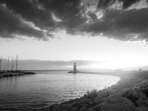 Lake Hefner Sunset (black & white)