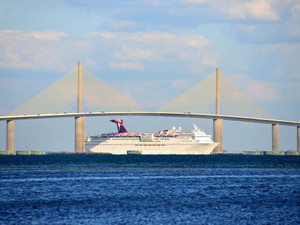 Cruise Ship passing under the Sunshine Skyway