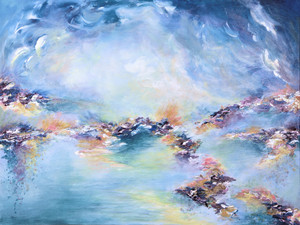 SEA TO SKY, DUSKY BLUE - ABSTRACT CLOUDS PAINTING