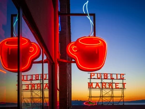 Seattle Coffee Cup Reflection