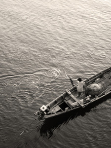 Boy and Father Fishing Diptych - Left
