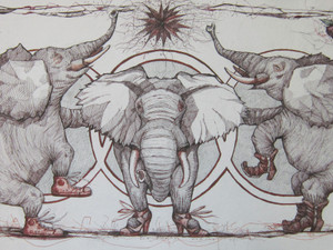 Elephants wearing shoes​