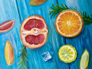 Citrus and an ice cube