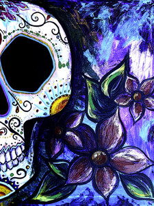 Blue Flower Skull