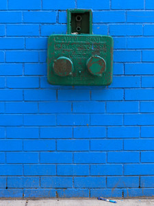 Blue Wall and a Blue Pen, Harlem, NYC, New York