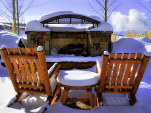 Fireplace Snow and Chairs