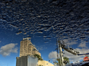 Building & Blue Sky Fade to Asphalt