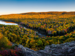 Autumn Sunset At Lake In The Clouds