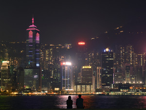 All these will be yours (skyline of Hong Kong from West Kowloon promenade)