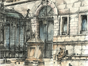 "Central Library in the Rain"