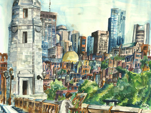 "Beacon Hill and The Longfellow Bridge"