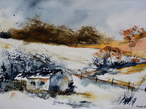 A few houses in winter