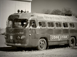 Broken Bus Black and White