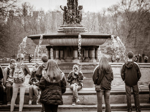 Sitting at the fountain Central Park NYC