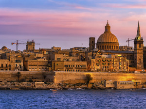 City of Valletta at Sunset in Malta