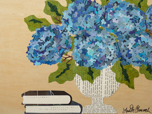 Hydrangeas with Books