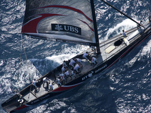 Amerioca's Cup Alinghi Goes Downwind in Valencia, Spain