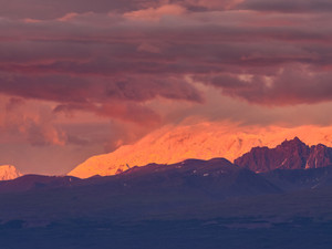 4AM Sunrise on Snow covered Peaks - Wrangell-St Elias Mountains