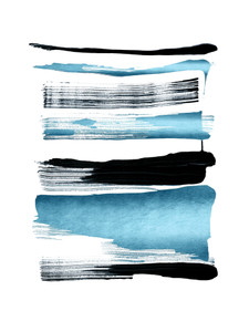 ABSTRACT MINIMALIST BRUSHSTROKES 4 TURQUOISE BLUE