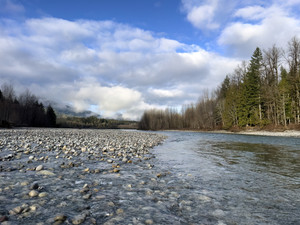 Flowing river in the Cascades of Washington State