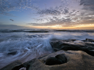 Crashing on the beach