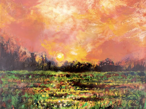 "Field at Sunrise" Encaustic Art