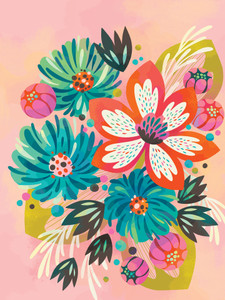 Imaginary Flowers: Pink and Turquoise