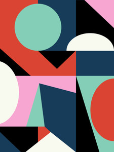 Bold Modern Abstract Geometric Dynamic Fusion Art