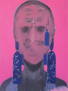 Abstracted faces painting by Gela Mikava