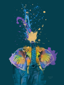 Elephant and Paint Splatters