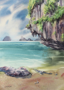 Limestone Island - Watercolour Seascape