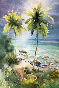 Sisters Of The Sun - Watercolour Seascape