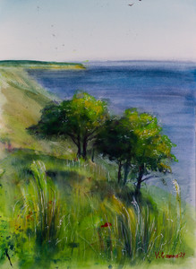 Volga Cliff. Landscape with water.