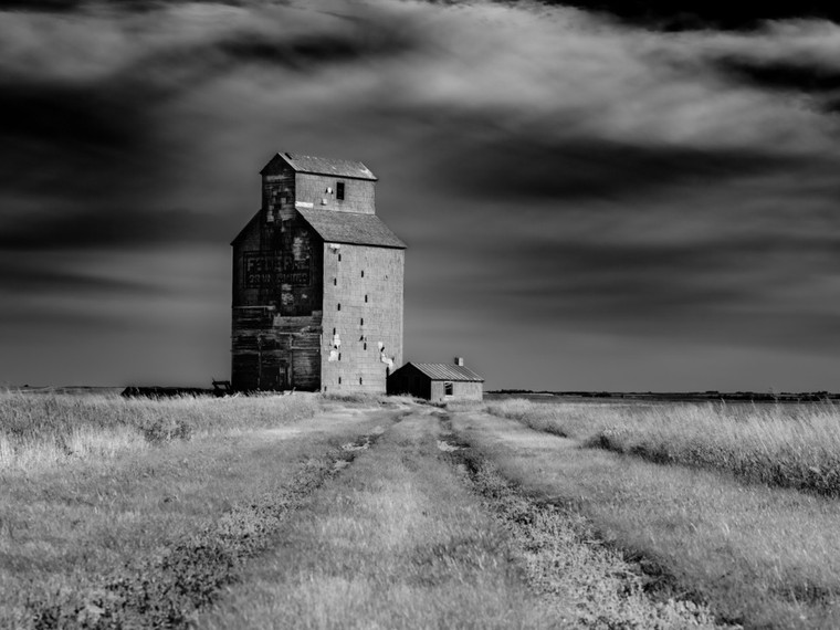 Canadian Grain Silo in Black and White