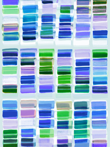 COLORBLOCK GRID 3 - LAVENDER BLUE GREEN GEOMETRIC SHAPES COLORFUL