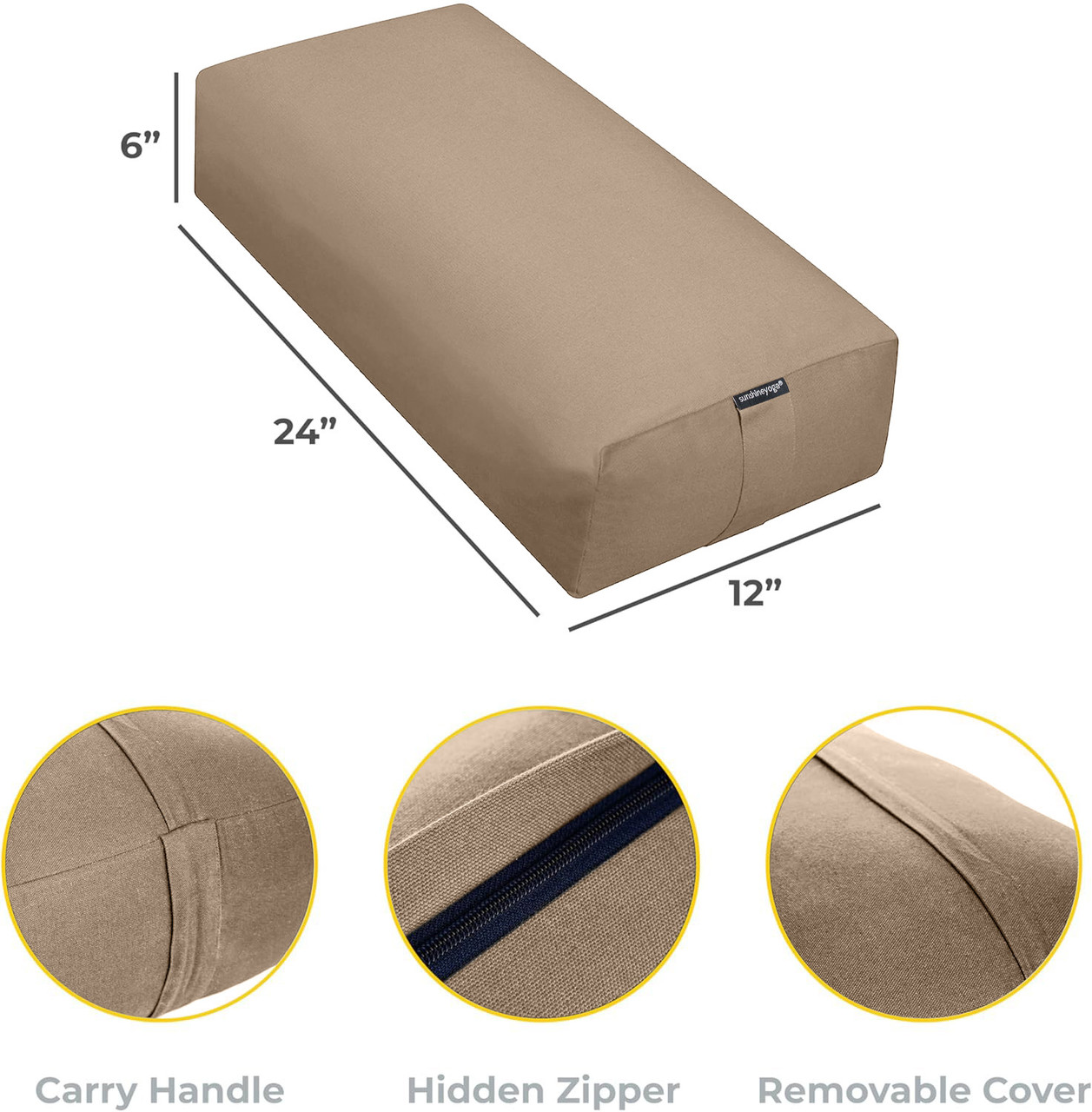 Deluxe Firm Large Yoga Bolster - 24 x 6 x 12