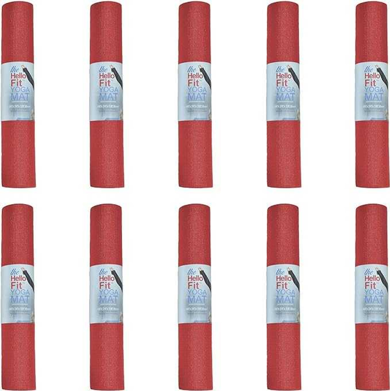 Hello Fit Yoga Mats, Bulk 20 Pack, 68x24x1/8 inches, Affordable