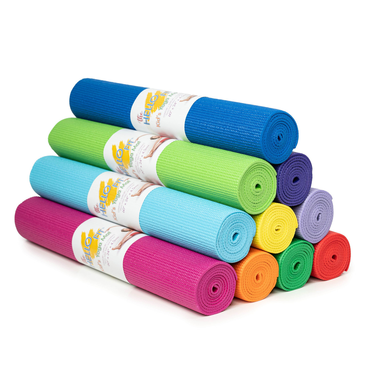  Hello Fit Kids Yoga Mats With Carrying Bags, 60 x 24  Exercise Mats, 4mm Non Slip Yoga Mat for Boys and Girls, Easy to Clean  Kid's Workout Mat for Schools