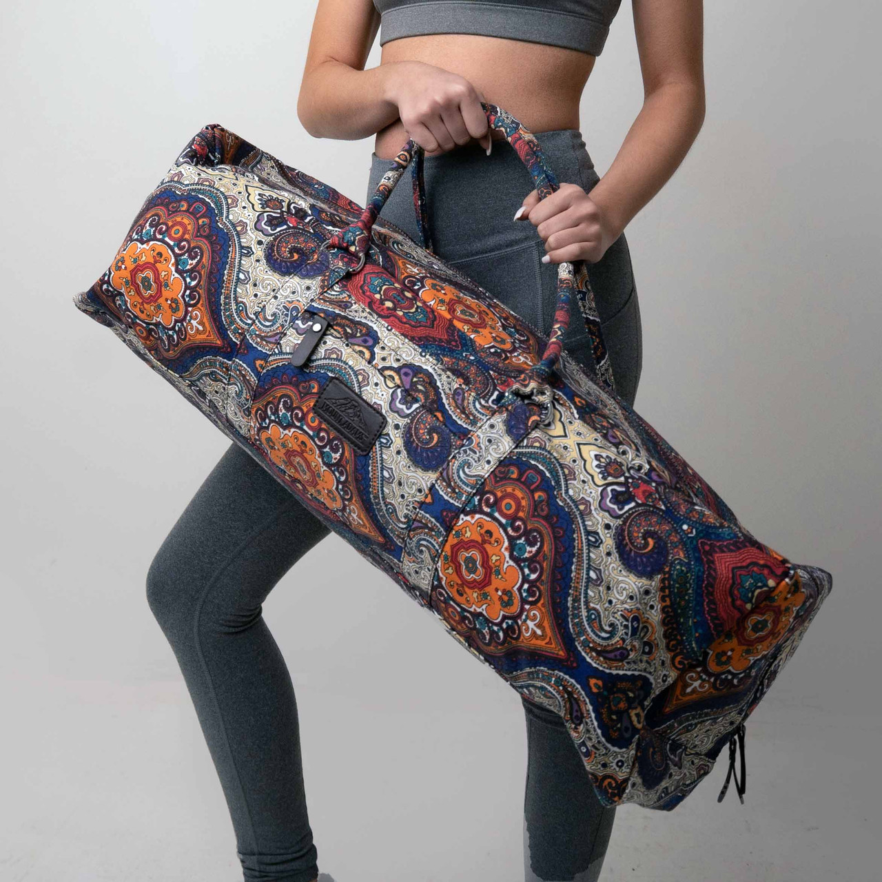 Yoga Mat XL Duffel Bag Extra Large Patterned Canvas with Pocket and Zipper